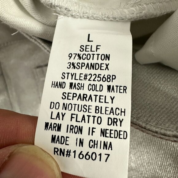 Metallic Silver Pants By Blue B. Collection Size L Cotton/Spandex Blend - Picture 6 of 6